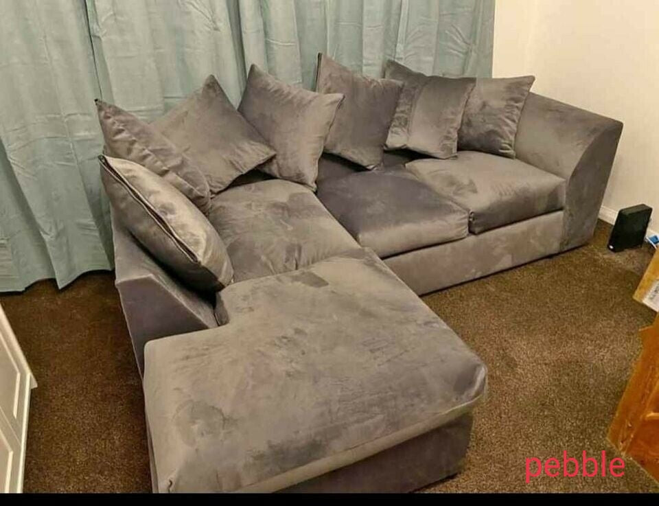 Dylan Plush Velvet Sofa Set – 2 & 3 Seater, Corner Sofa, Swivel Chair – Classic Blue Scatterback Sofas for Living Room